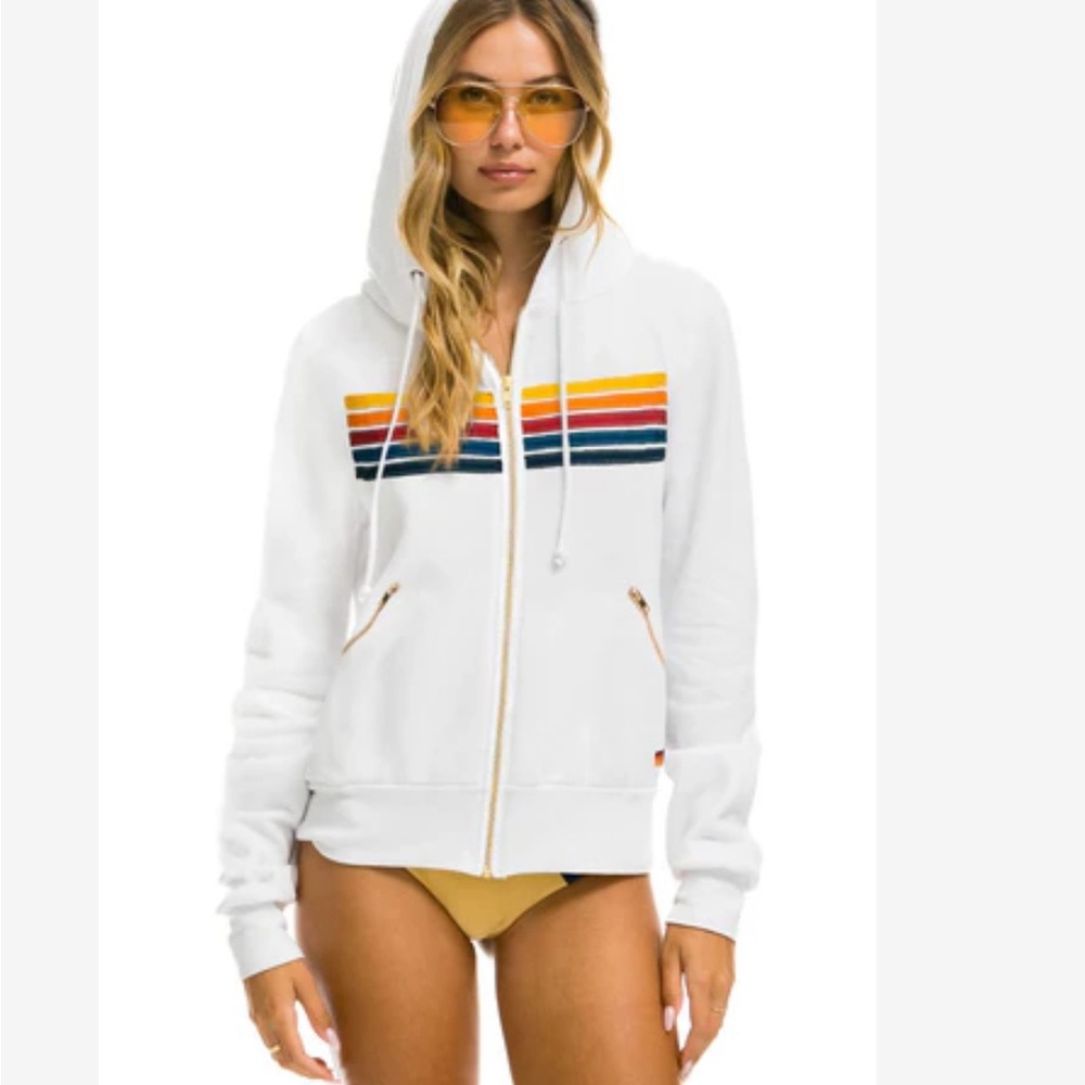 Aviator Nation zip up hoodie~ NEW~ Size small~ white